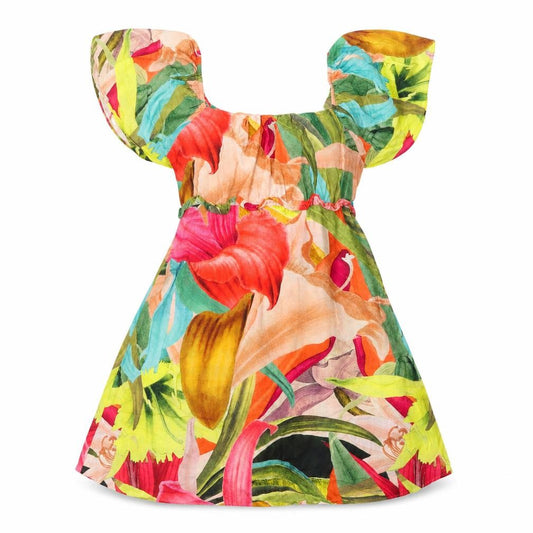 Front view of Next Women’s Multicoloured Floral A-Line Knee Length Dress, size UK 14