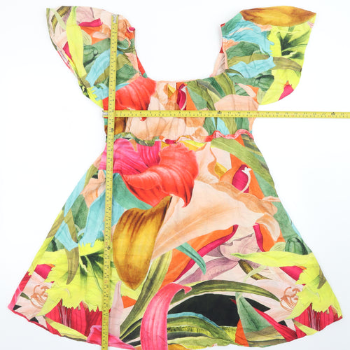 Next Women’s Multicoloured Floral A-Line Knee Length Dress Size 14