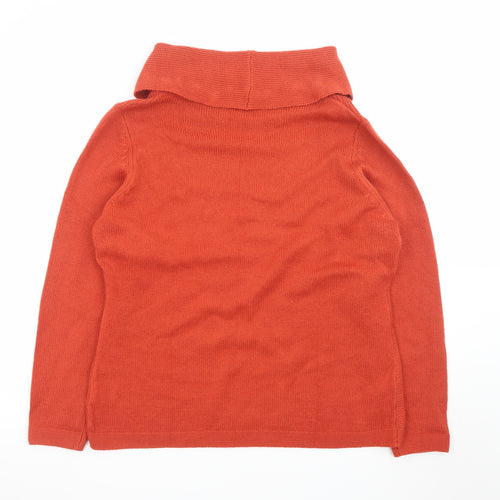 ISLE Essentials Women's Orange Cowl Neck Cable Knit Jumper Size 18-20
