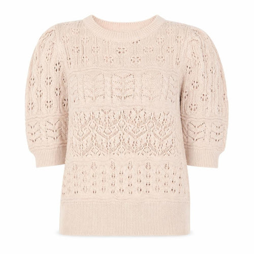 Lipsy Women Beige Puff Sleeve Knit Jumper Size 10
