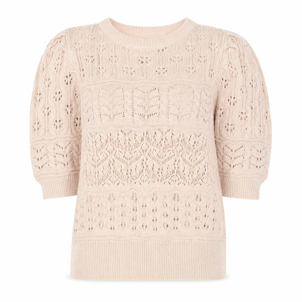 Lipsy Women Beige Puff Sleeve Knit Jumper Size 10