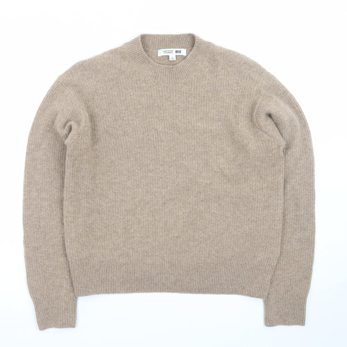 Comptoir des Cotonniers Women Beige Wool Cashmere Crew Neck Pullover S