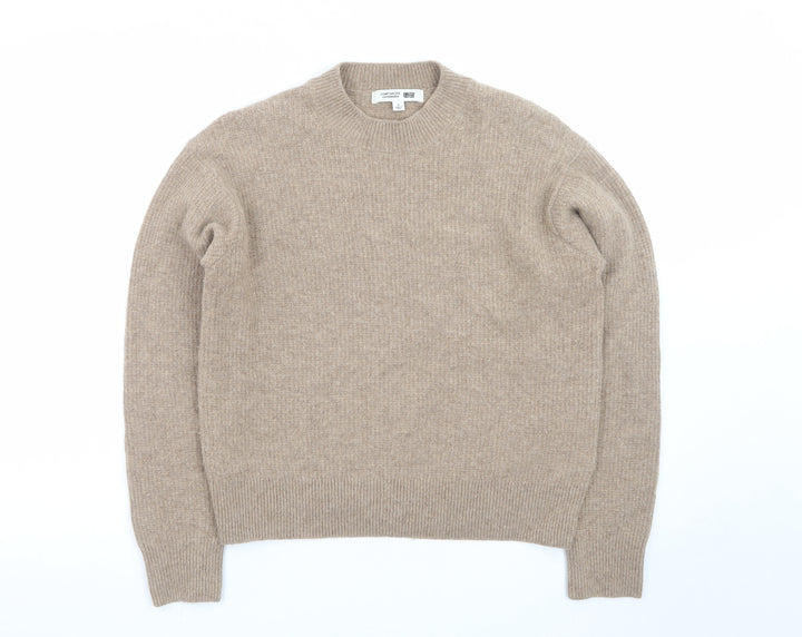 Comptoir des Cotonniers Women Beige Wool Cashmere Crew Neck Pullover S