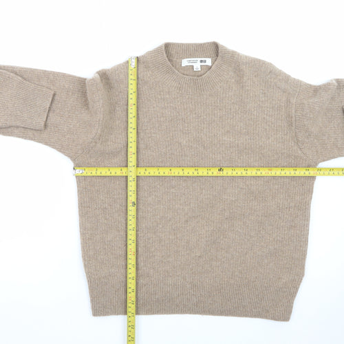 Comptoir des Cotonniers Women Beige Wool Cashmere Crew Neck Pullover S