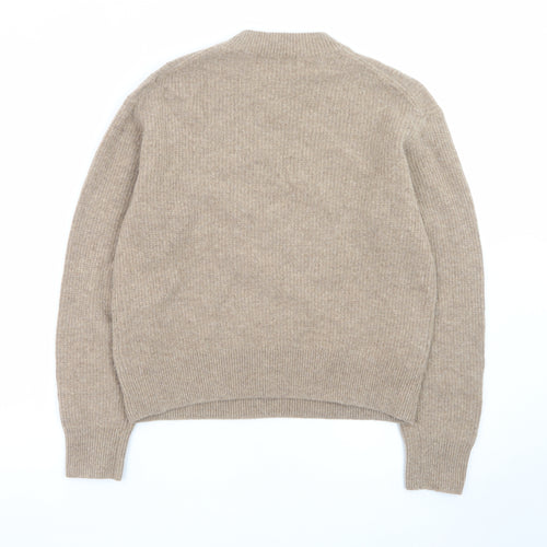 Comptoir des Cotonniers Women Beige Wool Cashmere Crew Neck Pullover S