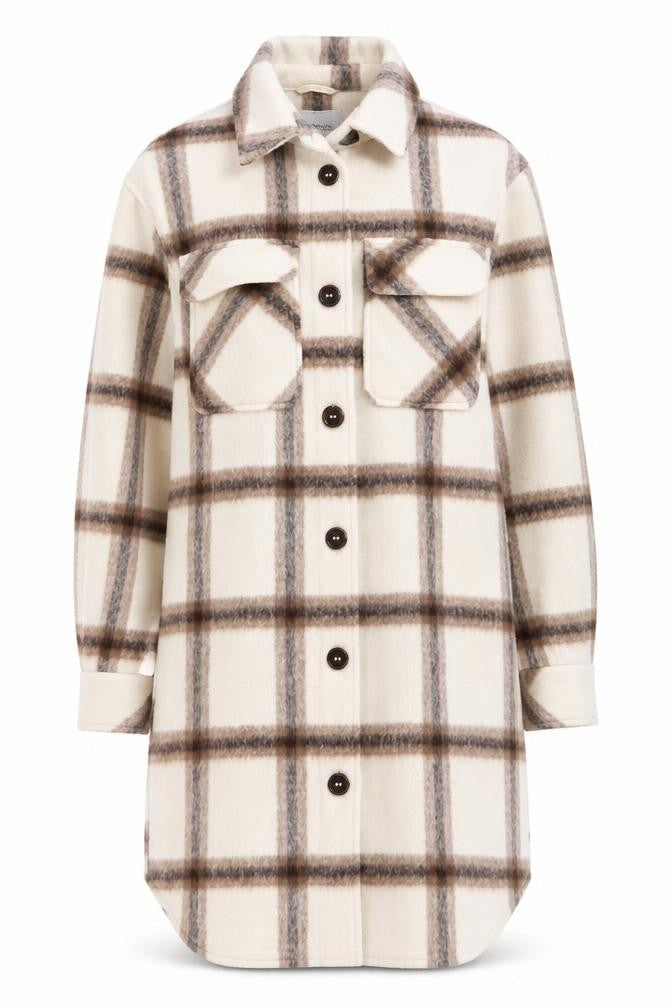 Front view of George Women’s Beige Check Button Shacket Jacket XS Relaxed Fit