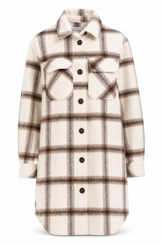 Front view of George Women’s Beige Check Button Shacket Jacket XS Relaxed Fit