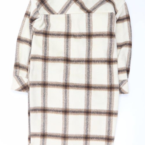 George Women’s Beige Check Button Shacket Jacket XS Relaxed Fit