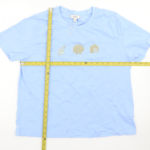 Marks and Spencer Women's Blue Beaded Shell T-Shirt Size 16