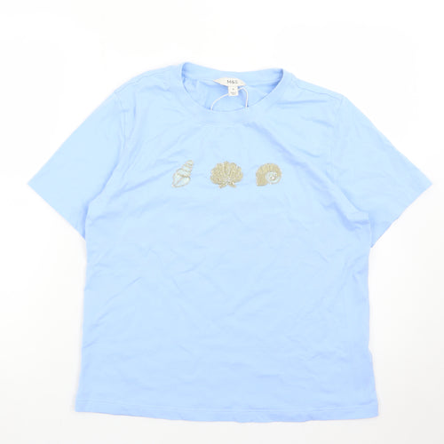 Marks and Spencer Womens Blue Beaded Shell T-Shirt Size 10