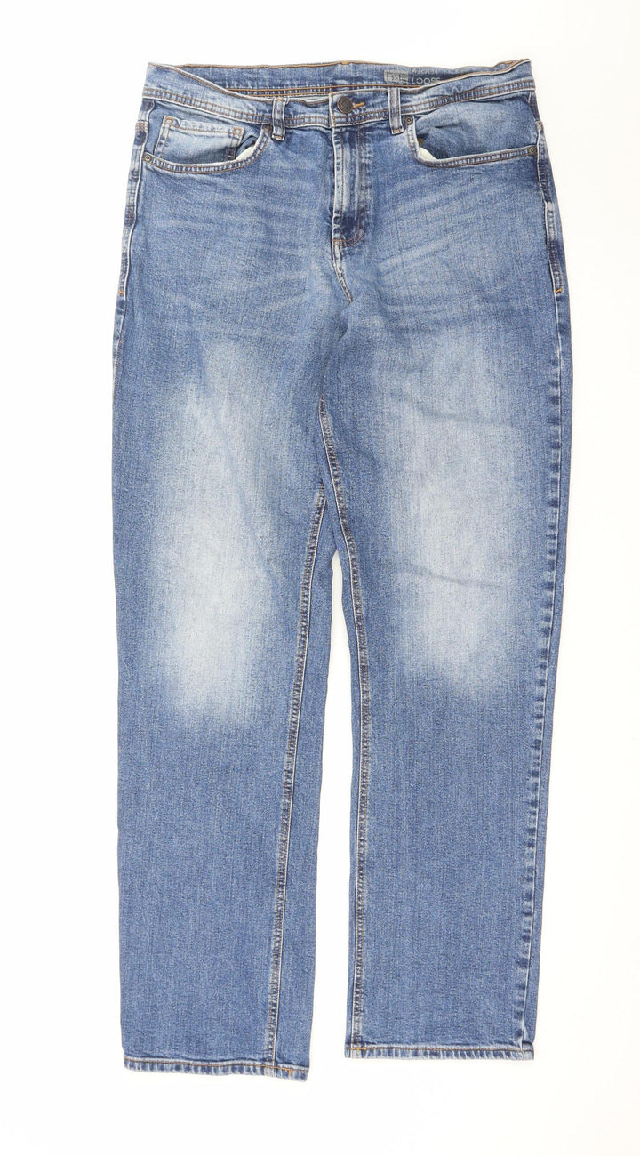 F&F Men's Blue Relaxed Fit Straight Leg Jeans 36W 34L Denim