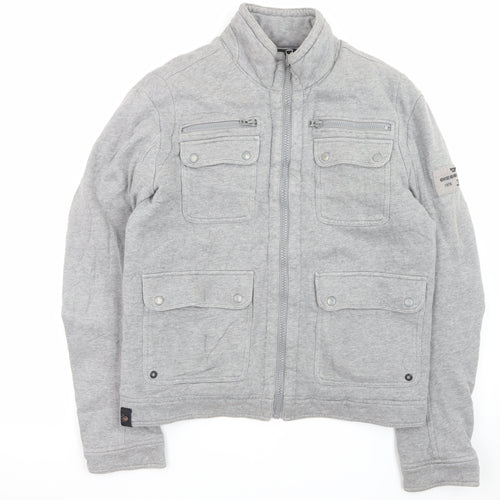 Diesel Men’s Grey Cotton Bomber Jacket Size L Regular Fit
