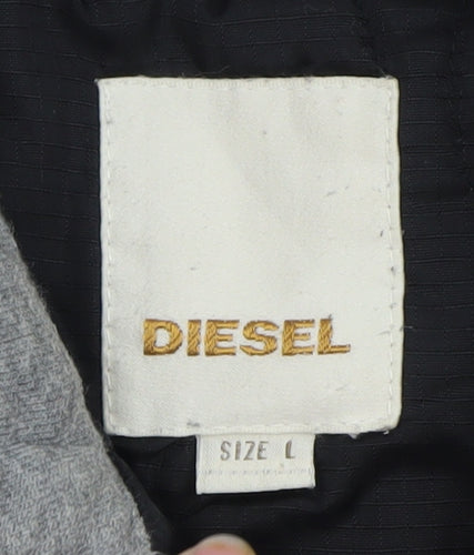 Diesel Men’s Grey Cotton Bomber Jacket Size L Regular Fit