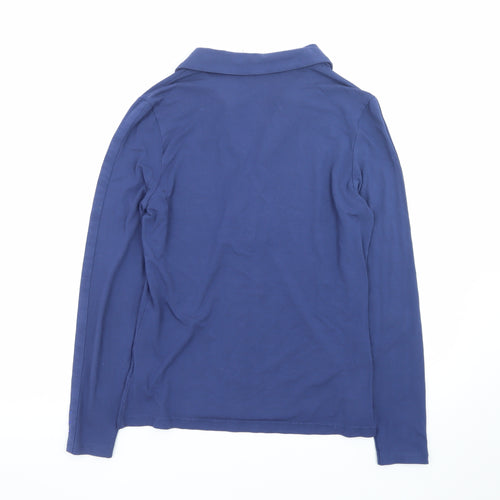 Oscar B. Women’s Blue Ruffle Long Sleeve Cotton Blend Blouse Size S