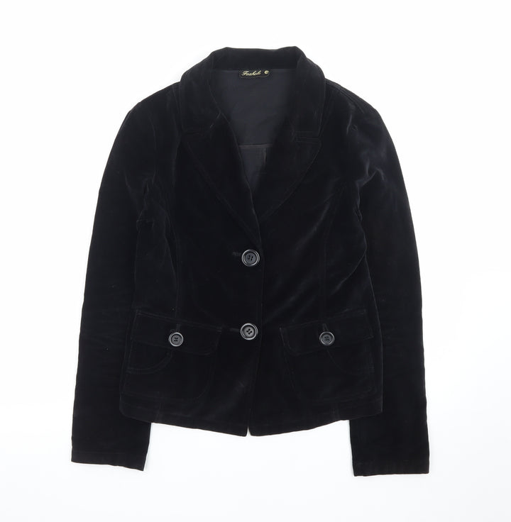 Foxhole Women’s Black Velvet Tailored Blazer Size 10 Classic Jacket