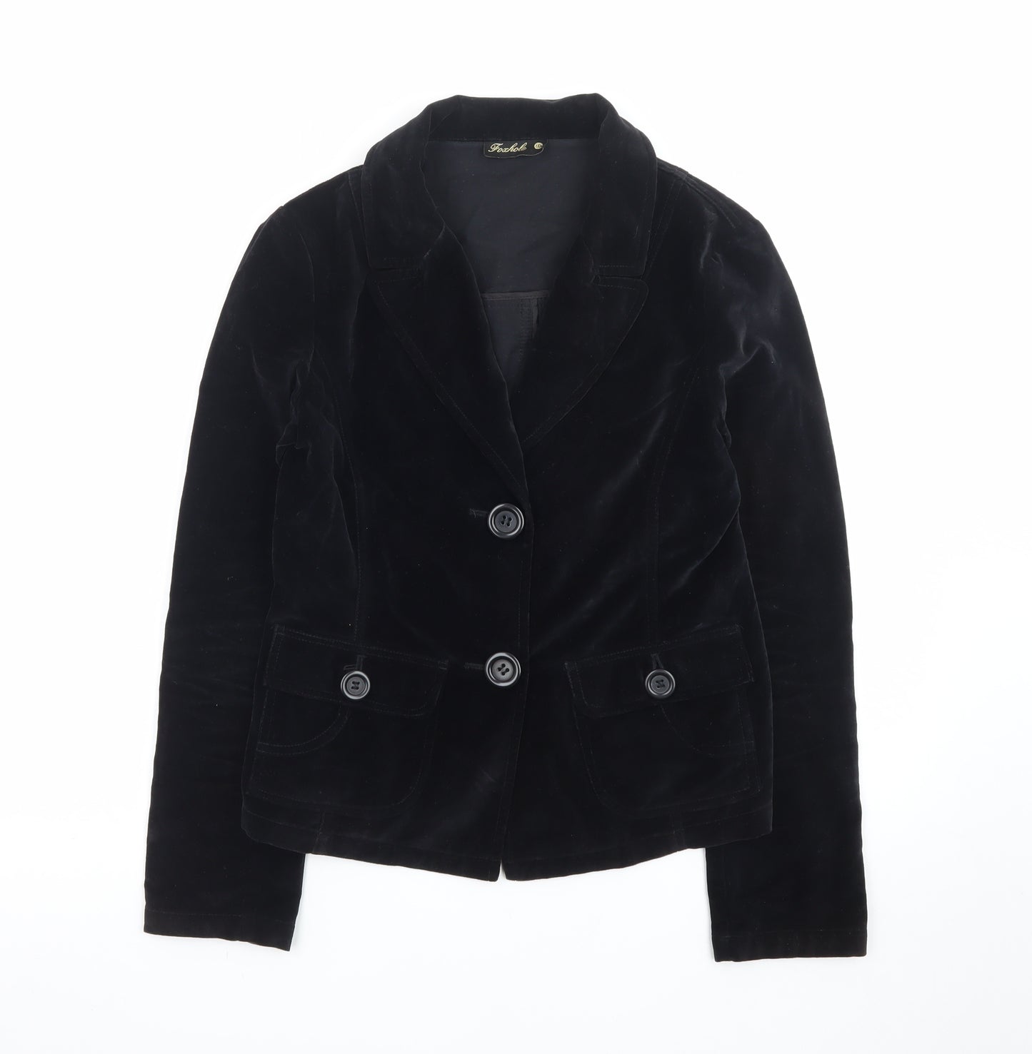Foxhole Women’s Black Velvet Tailored Blazer Size 10 Classic Jacket