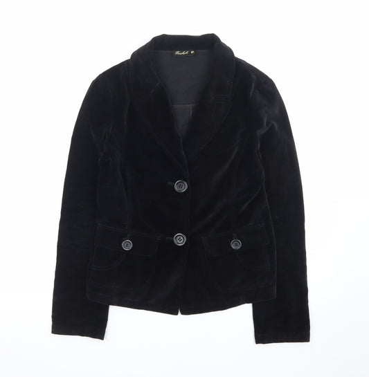 Foxhole Women’s Black Velvet Tailored Blazer Size 10 Classic Jacket