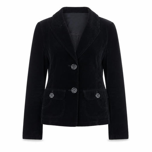 Foxhole Women’s Black Velvet Tailored Blazer Size 10 Classic Jacket