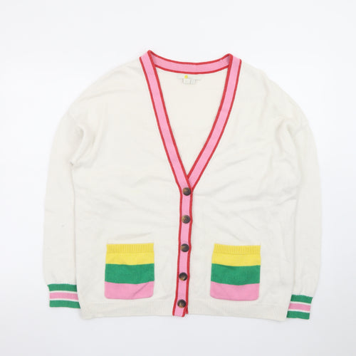 Boden Women’s Multicoloured Cotton V-Neck Cardigan Size 16