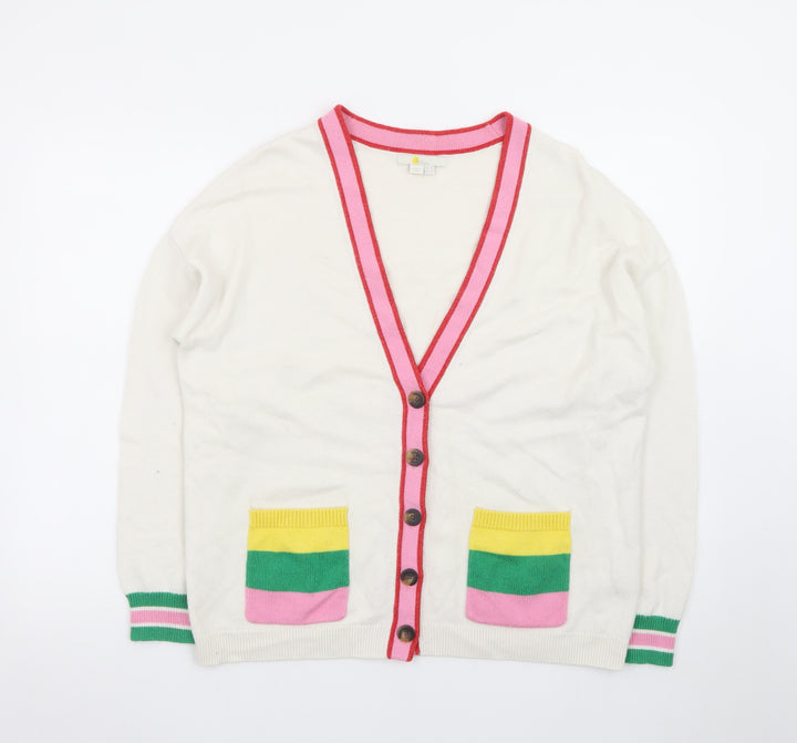 Boden Women’s Multicoloured Cotton V-Neck Cardigan Size 16