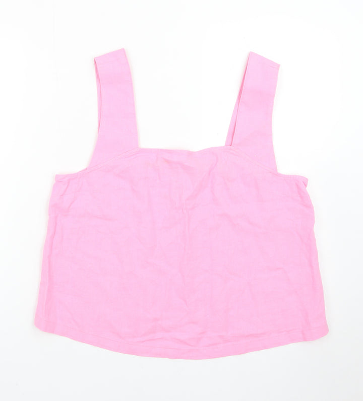 Marks and Spencer Women's Pink Linen Camisole Tank Top Size 12