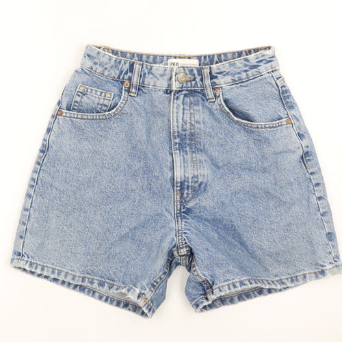 Zara Women Blue High Rise Mom Denim Shorts Size 8