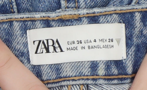 Zara Women Blue High Rise Mom Denim Shorts Size 8