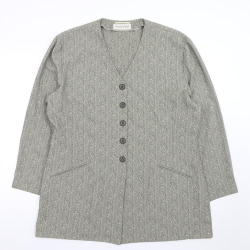 Jacques Vert Women Grey Long Single-Breasted Suit Jacket Size 18
