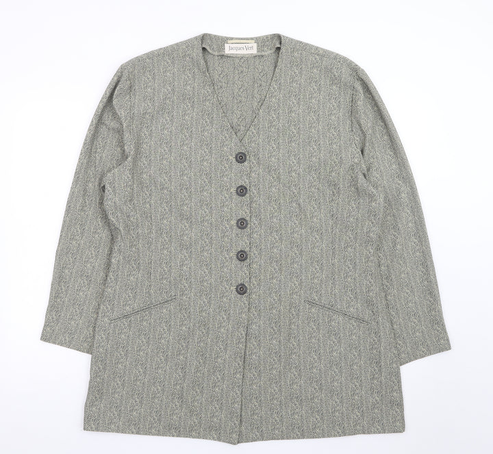 Jacques Vert Women Grey Long Single-Breasted Suit Jacket Size 18
