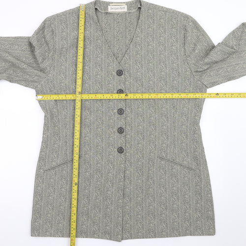 Jacques Vert Women Grey Long Single-Breasted Suit Jacket Size 18