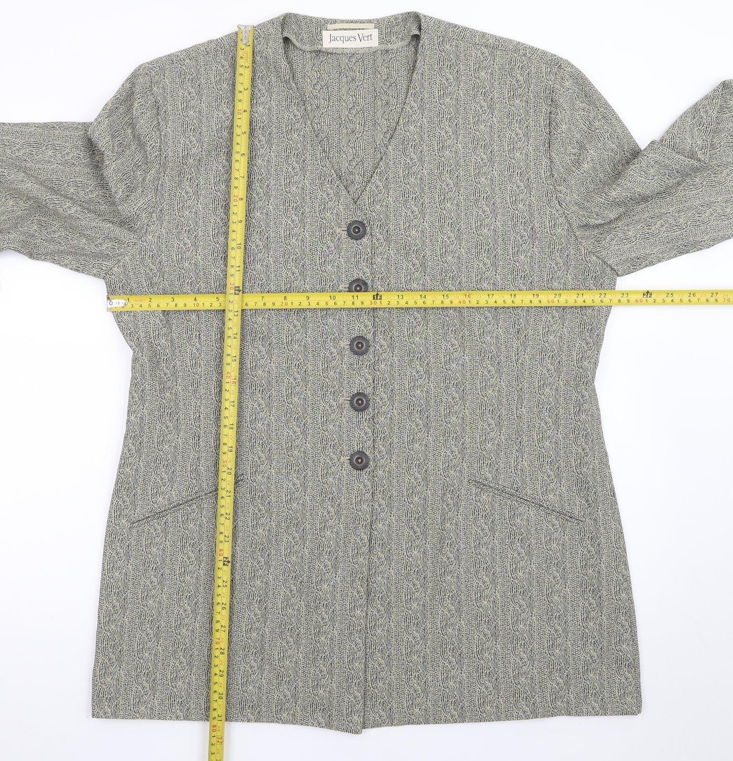 Jacques Vert Women Grey Long Single-Breasted Suit Jacket Size 18