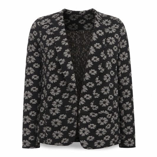 Front view of Laura Ashley Women Black Floral V-Neck Long Sleeve Blouse, size 12