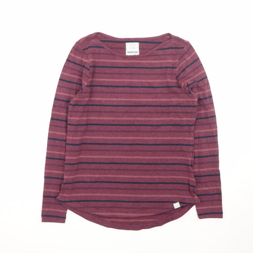 Fat Face Women's Purple Striped Long Sleeve Cotton T-Shirt Size 8