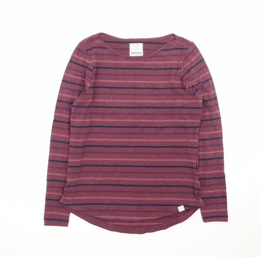Fat Face Women's Purple Striped Long Sleeve Cotton T-Shirt Size 8