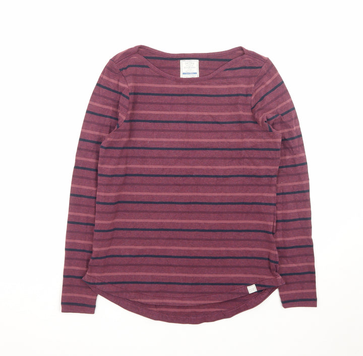 Fat Face Women's Purple Striped Long Sleeve Cotton T-Shirt Size 8