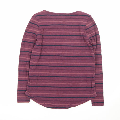 Fat Face Women's Purple Striped Long Sleeve Cotton T-Shirt Size 8