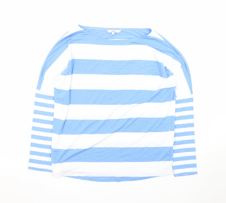 Next Women's Blue White Striped Long Sleeve Jersey T-Shirt UK 12