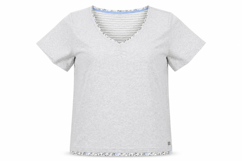 Maine New England Women's Grey V-Neck Cotton T-Shirt Size 18