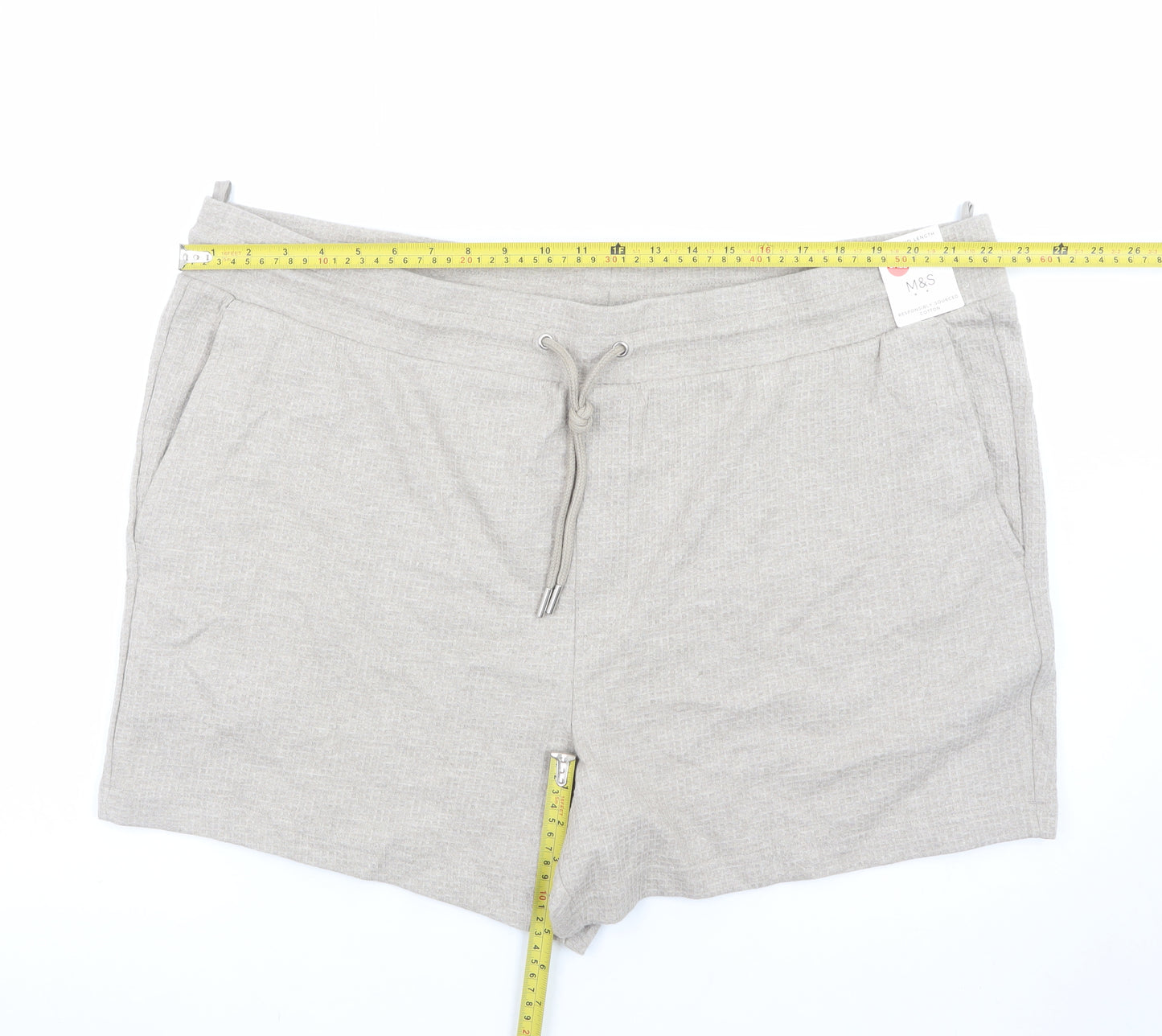 Marks and Spencer Men's Beige 3XL Sweat Shorts with Drawstring