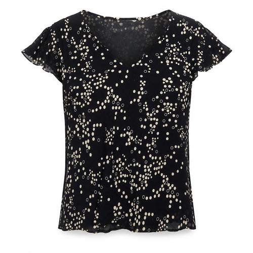 J Taylor Women’s Black Polka Dot V-Neck Chiffon Blouse Size 14