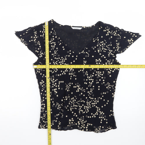 J Taylor Women’s Black Polka Dot V-Neck Chiffon Blouse Size 14