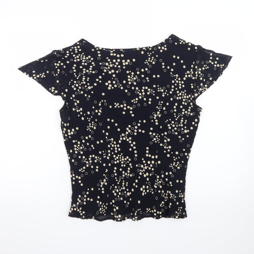 J Taylor Women’s Black Polka Dot V-Neck Chiffon Blouse Size 14