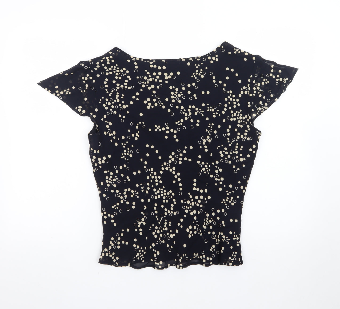 J Taylor Women’s Black Polka Dot V-Neck Chiffon Blouse Size 14