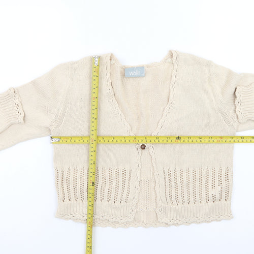Wallis Women's Beige Knit Long Sleeve V-Neck Cardigan Size 12