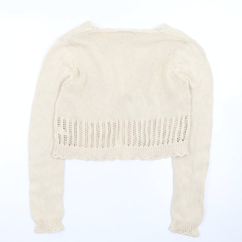 Wallis Women's Beige Knit Long Sleeve V-Neck Cardigan Size 12
