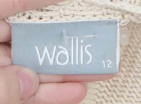 Wallis Women's Beige Knit Long Sleeve V-Neck Cardigan Size 12