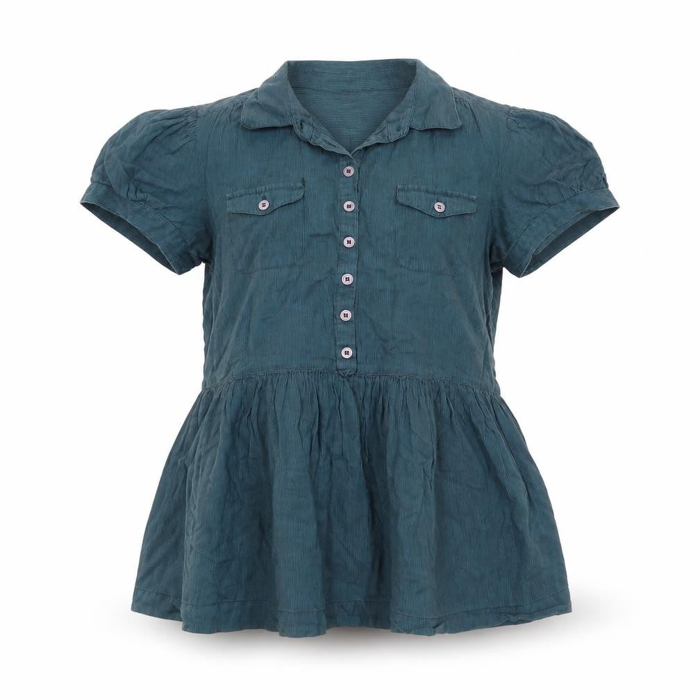 French Connection Women's Blue Cotton Collared Tunic Blouse Size 12