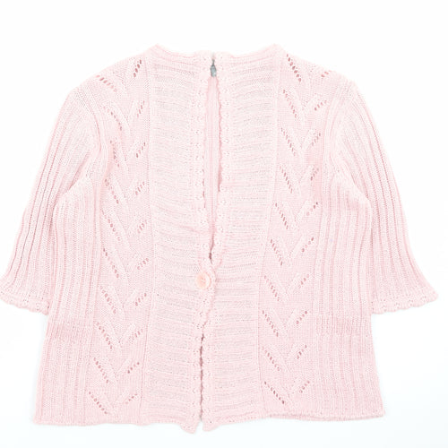 Marks and Spencer Per Una Pink Knit 3/4 Sleeve V-Neck Women's Cardigan M