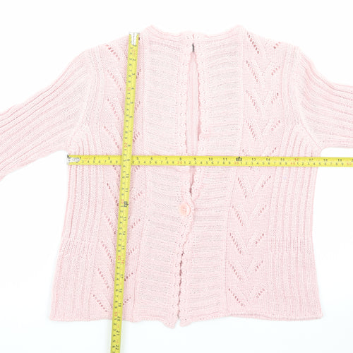 Marks and Spencer Per Una Pink Knit 3/4 Sleeve V-Neck Women's Cardigan M