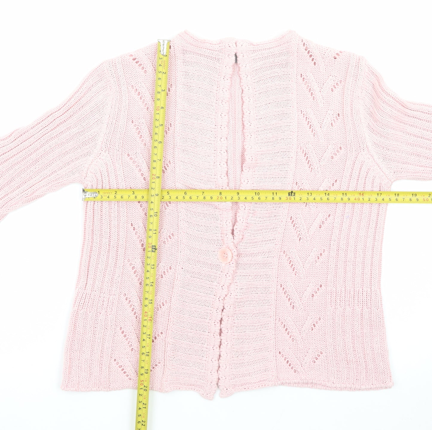 Marks and Spencer Per Una Pink Knit 3/4 Sleeve V-Neck Women's Cardigan M